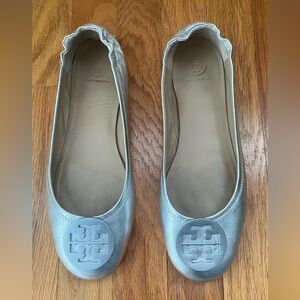Rory Burch sz 10M Silver Metallic Reva Travel Ballet Flat